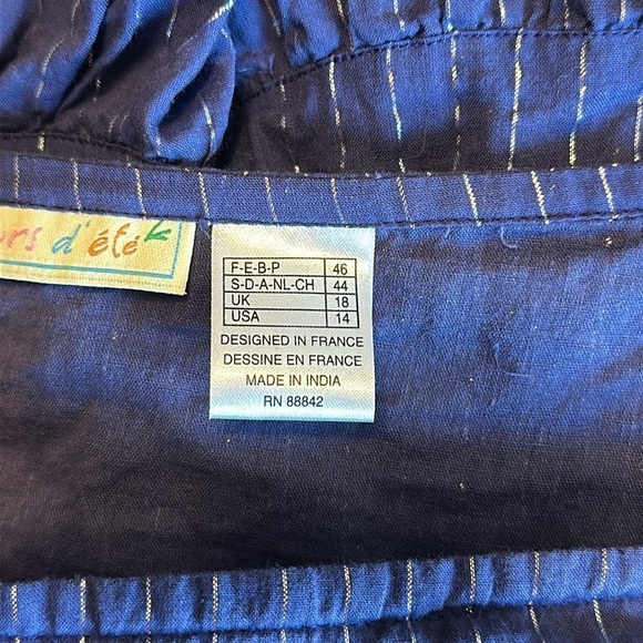 Couleurs d’ ete Blue and Metallic Silver Prairie Skirt with Side Zip Size 14 GUC - Picture 16 of 17